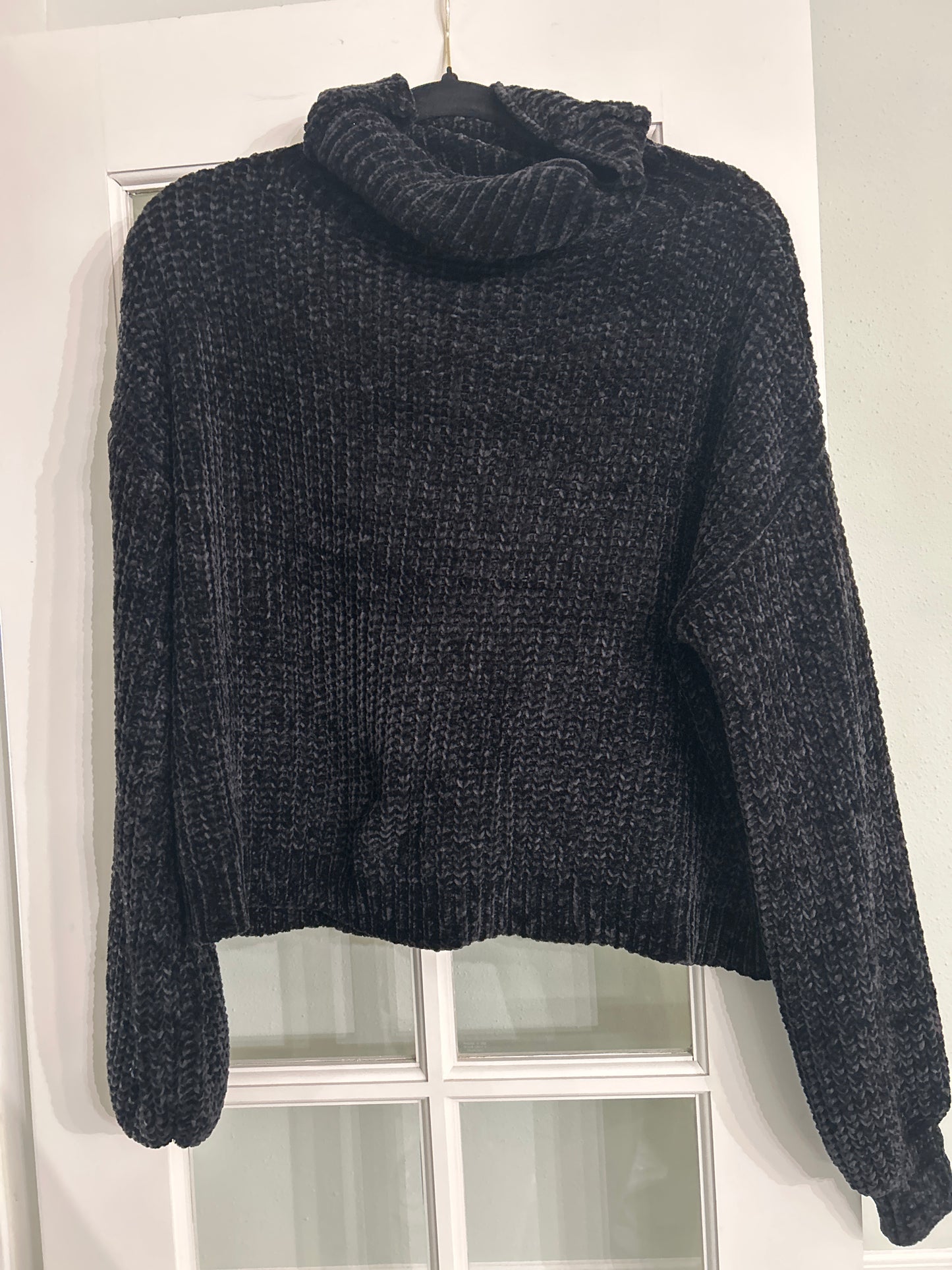 Chenille Turtleneck Sweater in Black