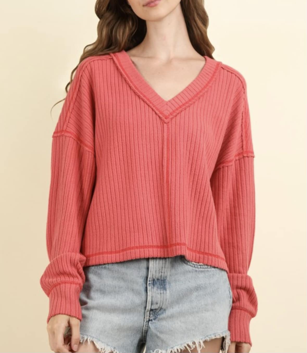 Casual V-Neck Knit Top