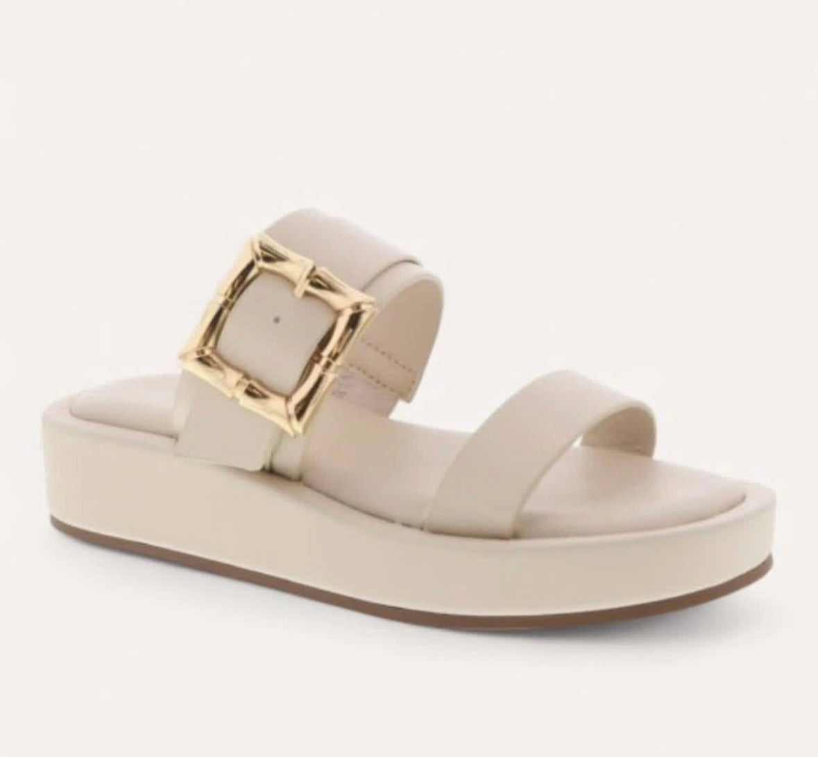 Platform Double Strap Sandal- Ivory