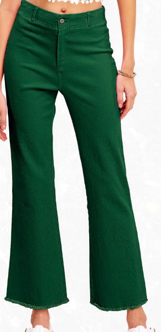 Dark Green High Waisted Flare Pants