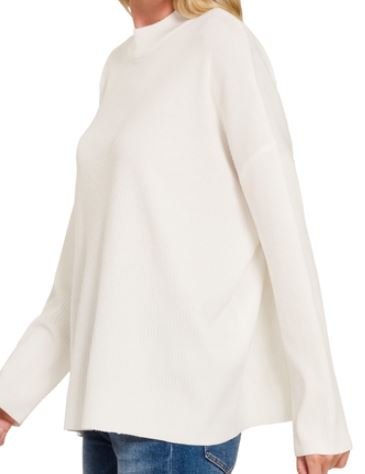 LS Mock Sweater in Ivory