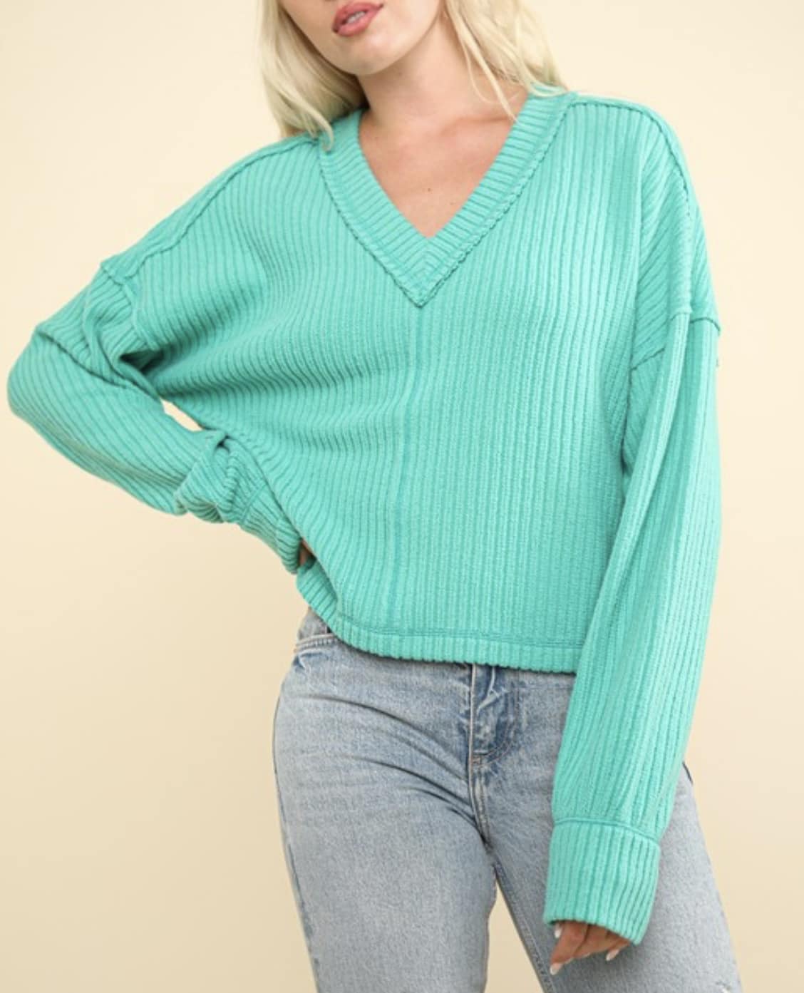 Casual V-Neck Knit Top
