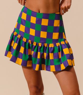 Mardi Gras Checkered Balloon Skirt