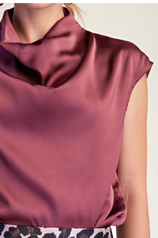 Cowl Neck Satin Top