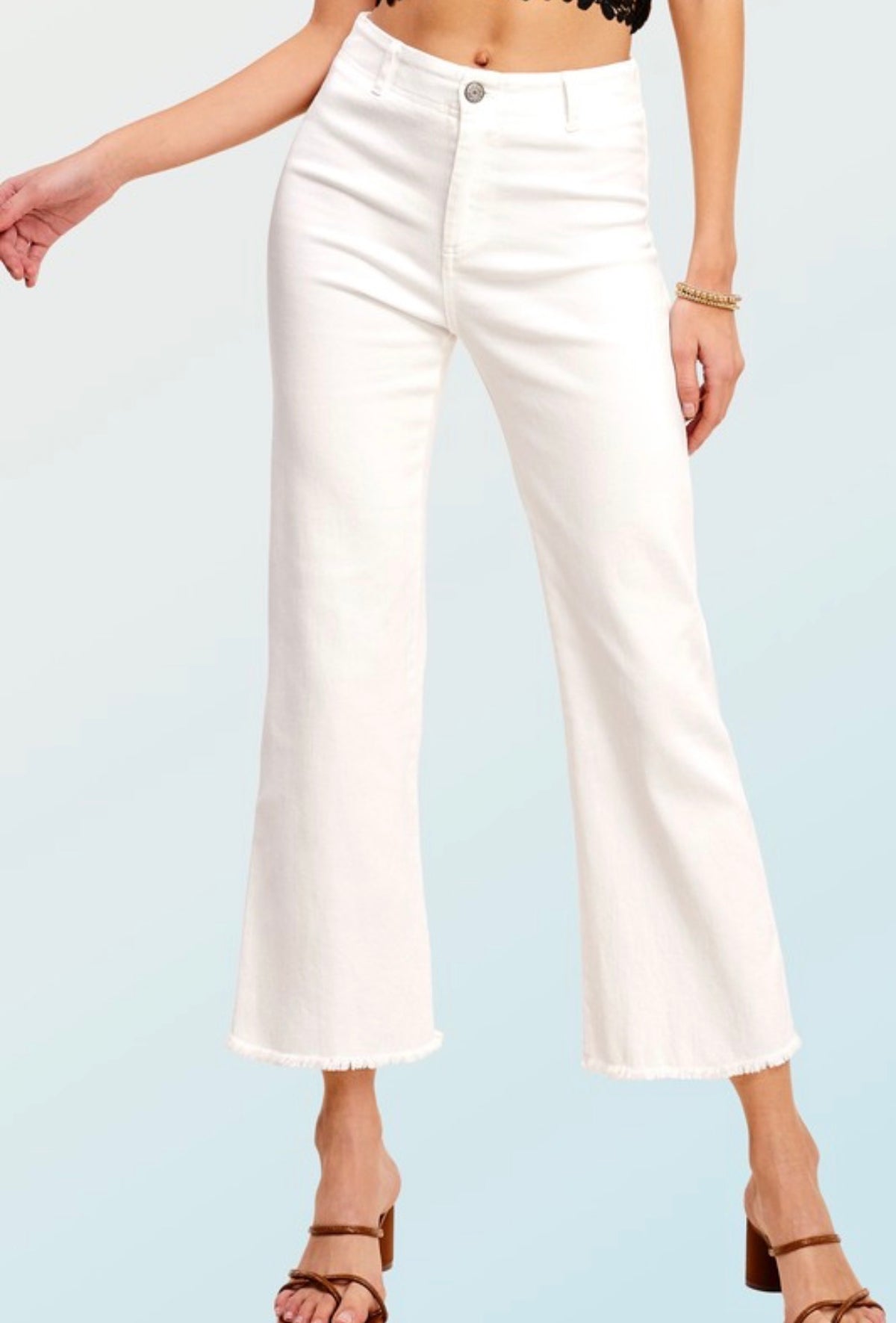 White High Waisted Flare Pants