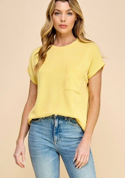 Kelly Ribbed Pocket Top