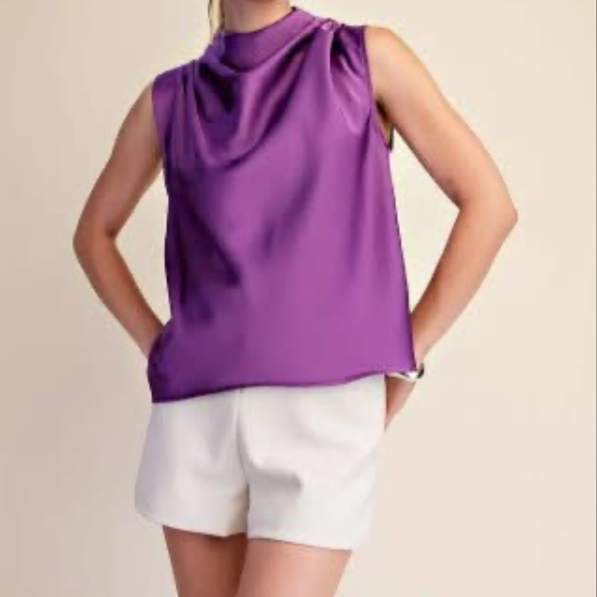 Mock Neck Sleeveless Top
