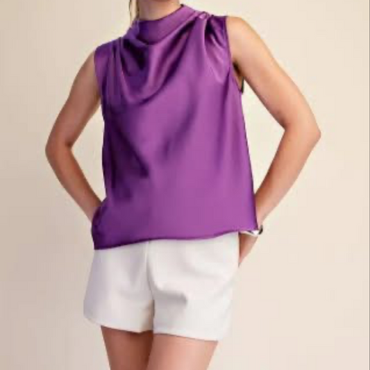Mock Neck Sleeveless Top