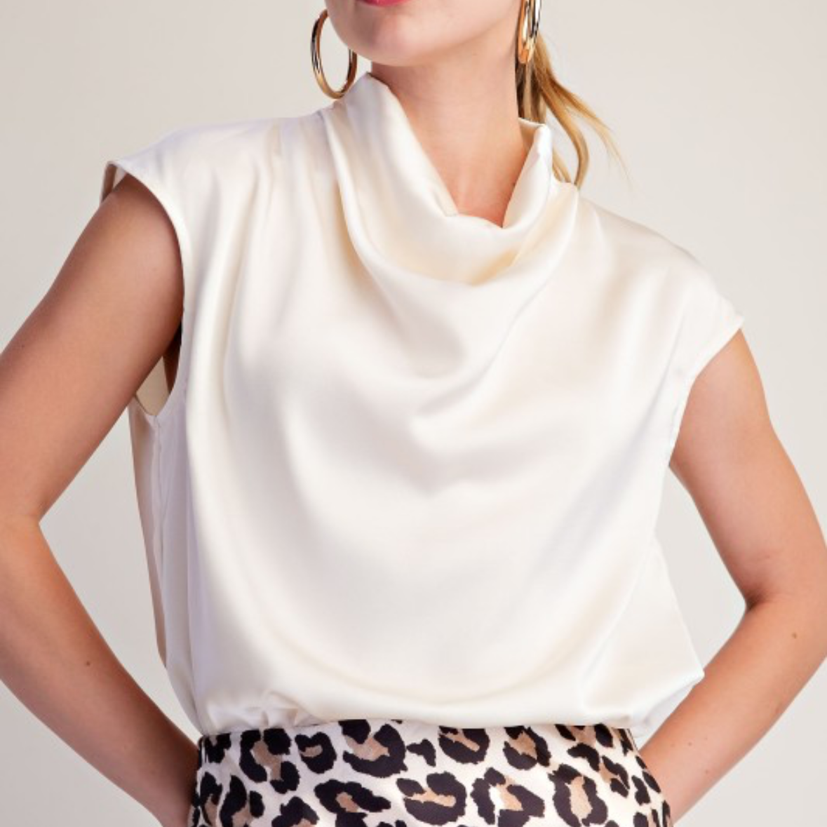 Cowl Neck Satin Top