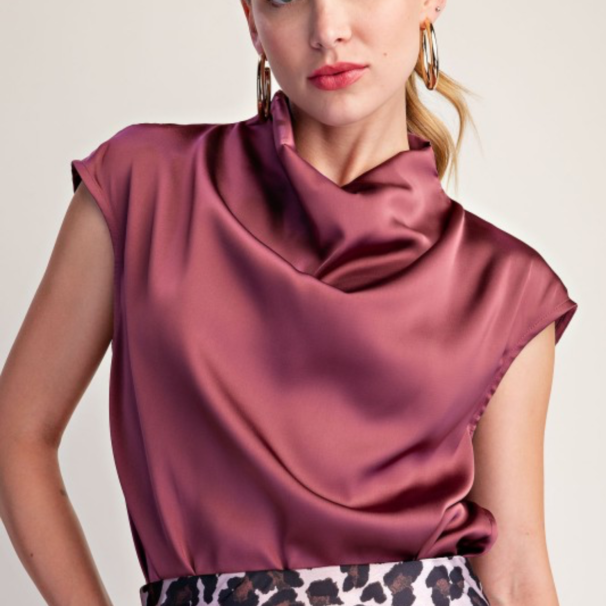 Cowl Neck Satin Top