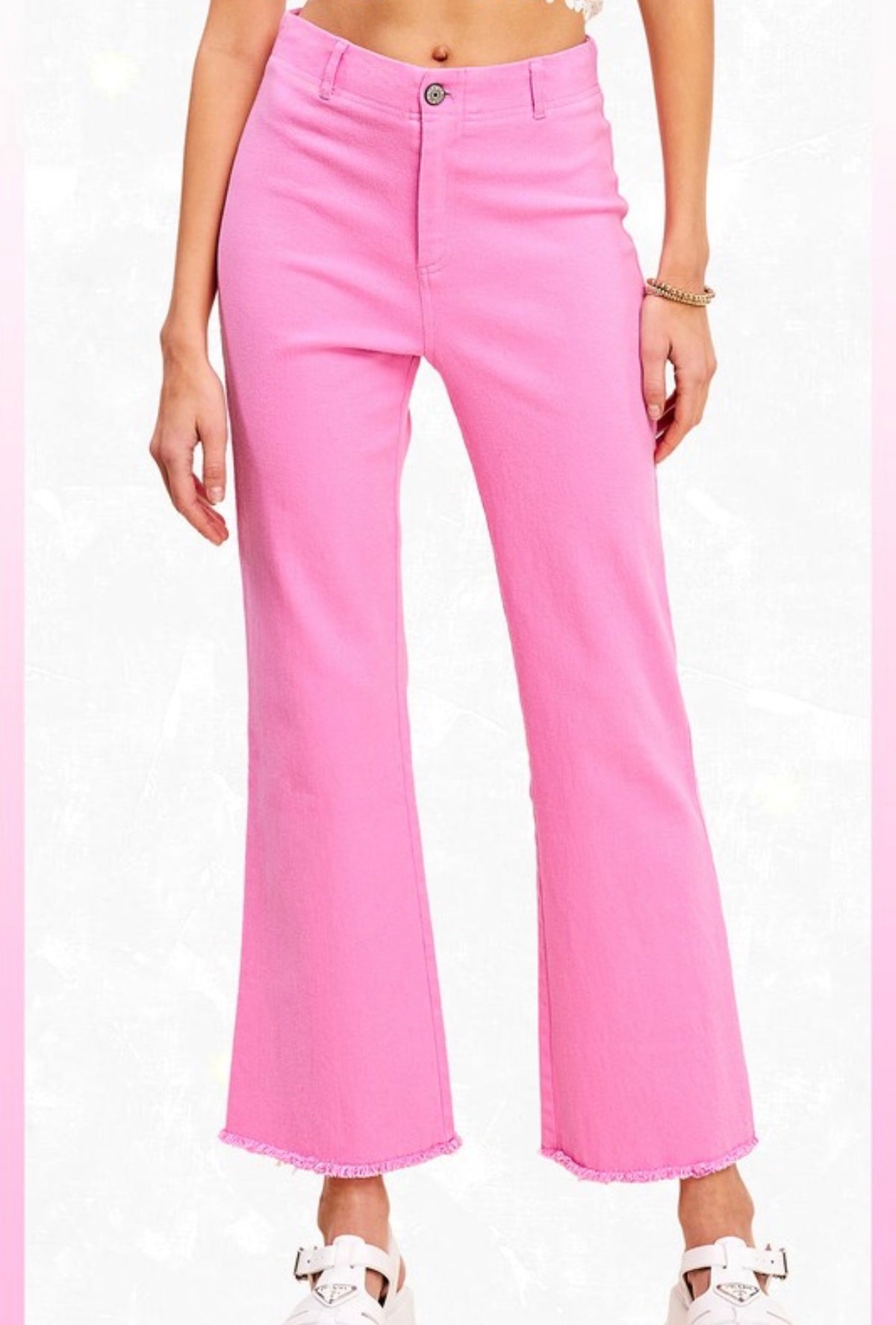 Pink High Waisted Flare Pants