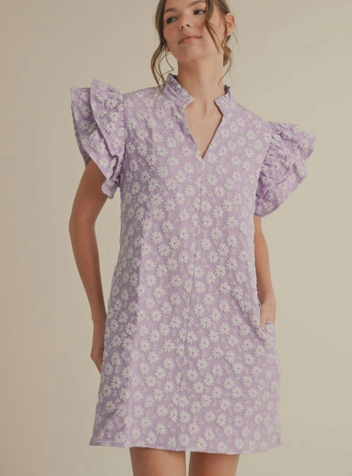 Lavender Puff Sleeve Dress