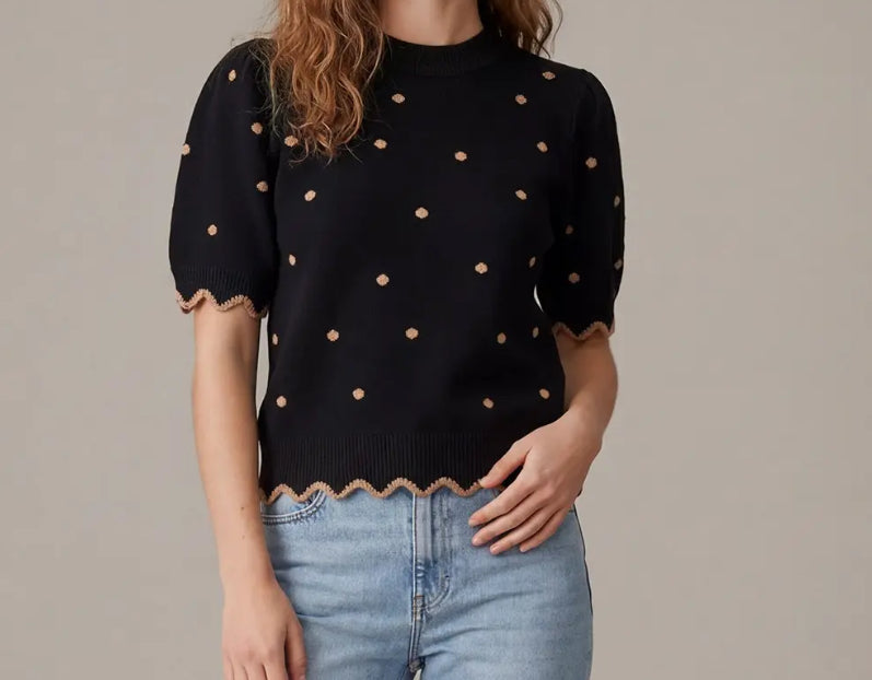 Scallop Polka Dot Top
