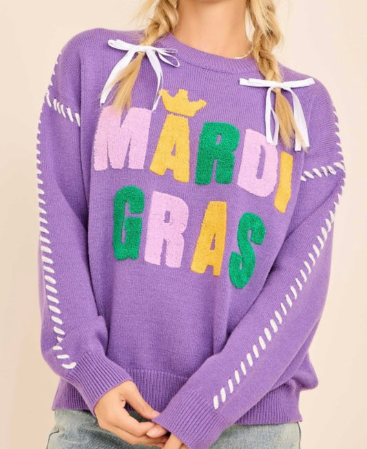 Mardi Gras Lettering Sweater