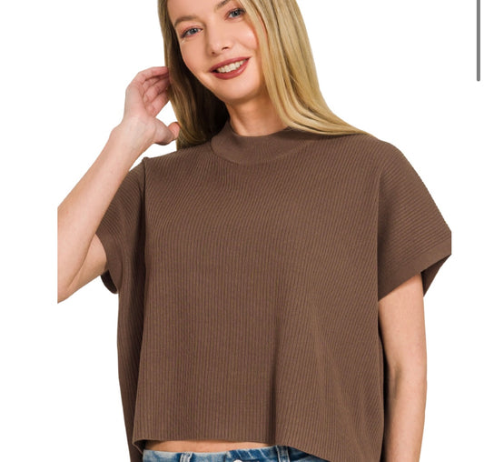 SS Mock Neck Tops