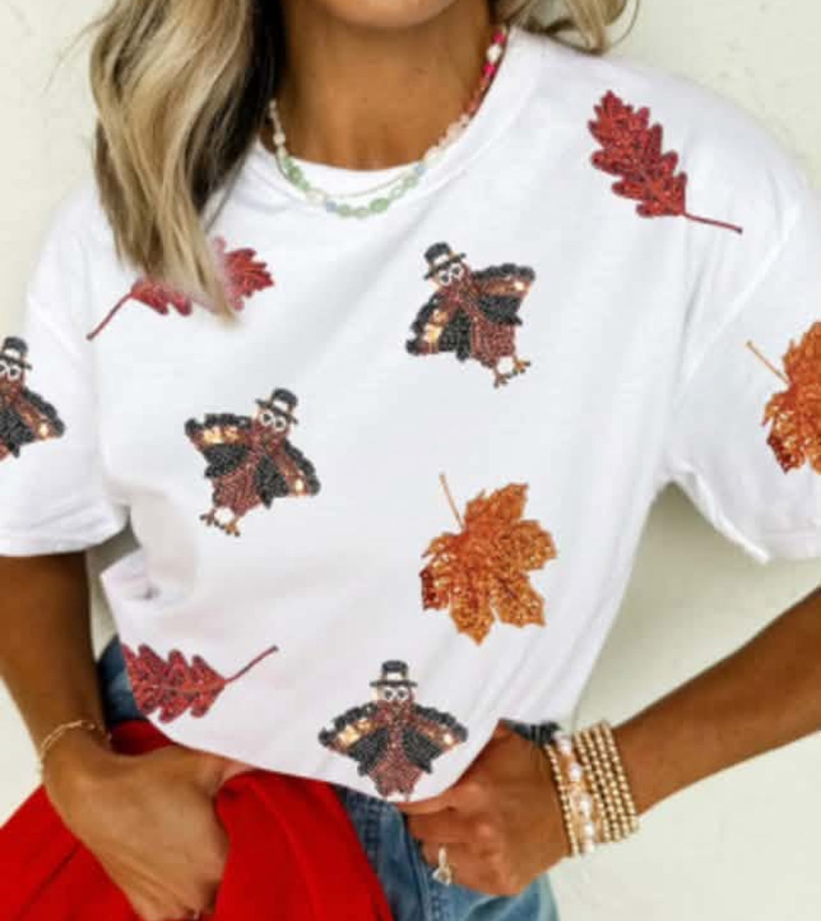 Sequin Turkey & Leaves