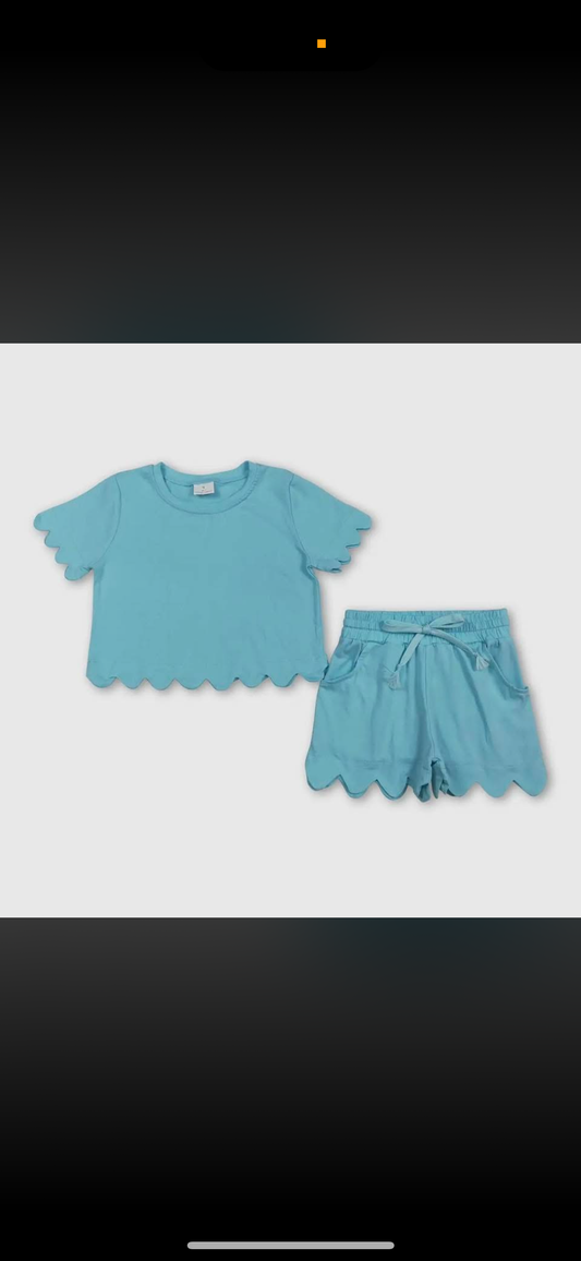 Aqua Scalloped Set
