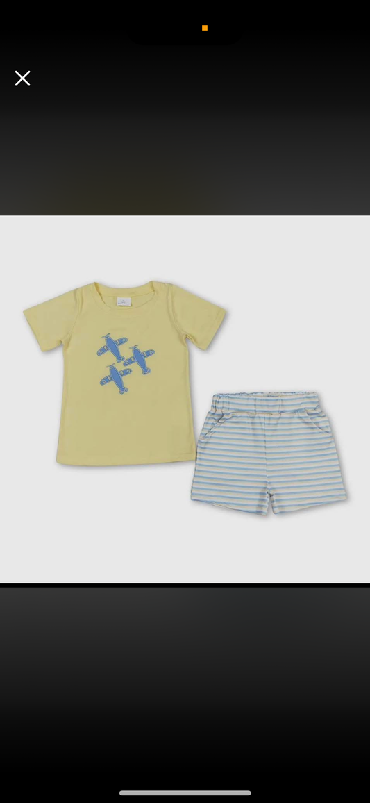 Boys Airplane Short Set