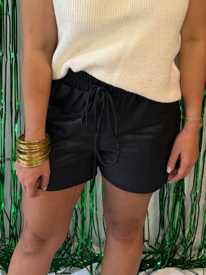 Faux Leather Pocket Shorts