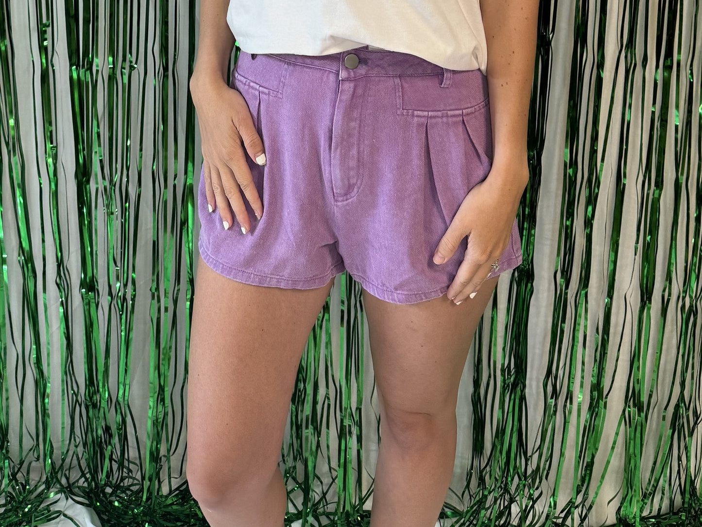 Paige Fit & Flare Purple Denim Shorts