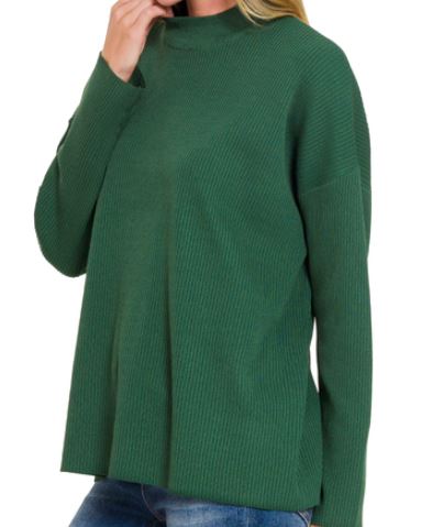 LS Mock Neck Sweater in Green