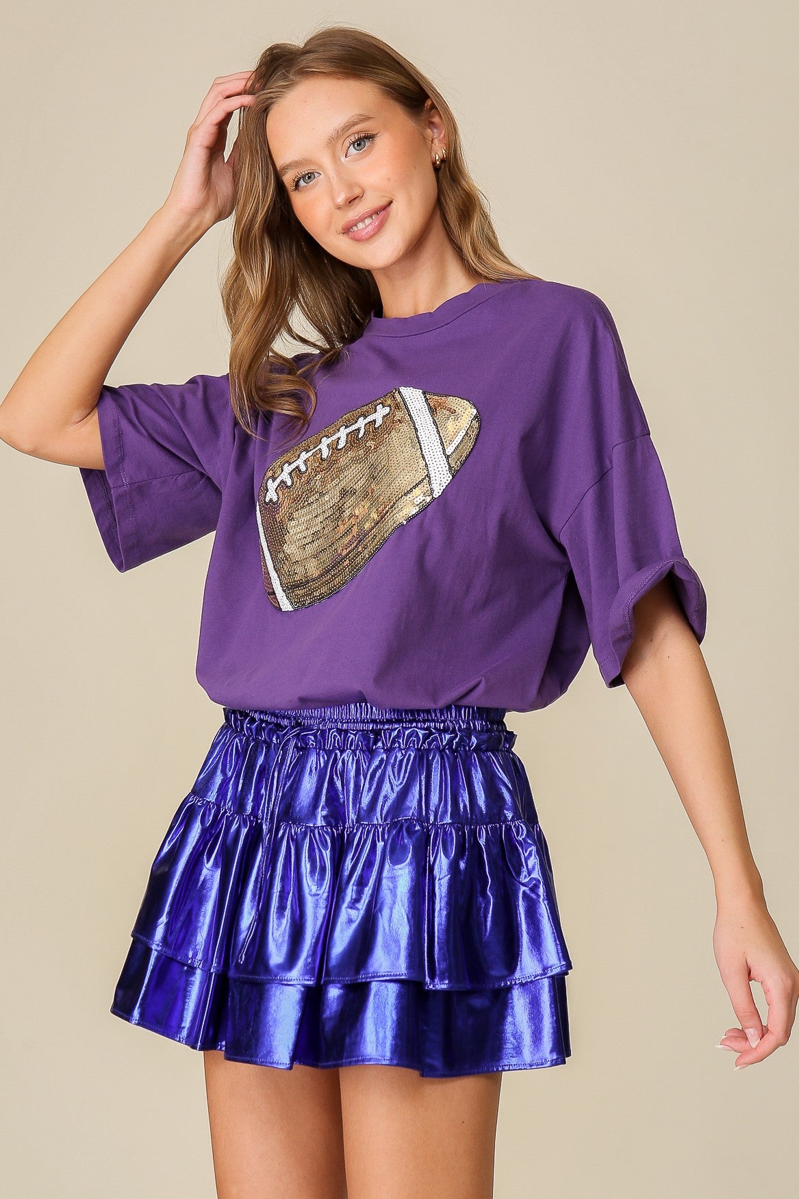 Game Day Sequin Football T-Shirt