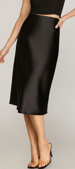 Black Midi Satin Skirt